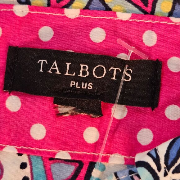 Talbots Plus Size 2X Blossom Paisley Shirt Button-Front Flip Cuff Collar - Picture 11 of 13